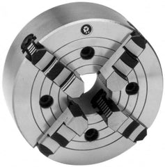 Interstate - 4 Jaws, 16" Diam, Independent Manual Lathe Chuck - D1-8 Mount Spindle, Reversible, 4.921" Through Hole Diam, Cast Iron - Strong Tooling