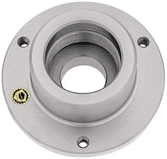 Bison - Adapter Back Plate for 10" Diam Self Centering Lathe Chucks - L-1 Mount, 4-1/8" Through Hole Diam, 8.82mm ID, 9.84" OD, 0.91" Flange Height, Steel - Strong Tooling