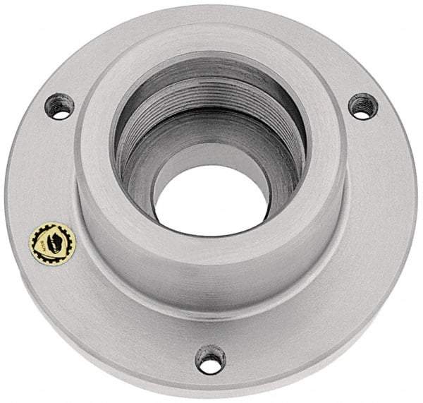 Bison - Adapter Back Plate for 12-1/2" Diam Self Centering Lathe Chucks - L-1 Mount, 4-1/8" Through Hole Diam, 11.26mm ID, 12.4" OD, 0.91" Flange Height, Steel - Strong Tooling