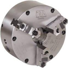 Pratt Burnerd America - 3 Jaws, 10" Diam, Self Centering Manual Lathe Chuck - Plain Back Mount Spindle, Adjustable, Reversible, 3,300 Max RPM, 3" Through Hole Diam, Forged Steel - Strong Tooling