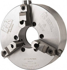 Pratt Burnerd America - 3 Jaws, 12" Diam, Self Centering Manual Lathe Chuck - Plain Back Mount Spindle, Adjustable, Reversible, 2,300 Max RPM, 4.06" Through Hole Diam, Forged Steel - Strong Tooling