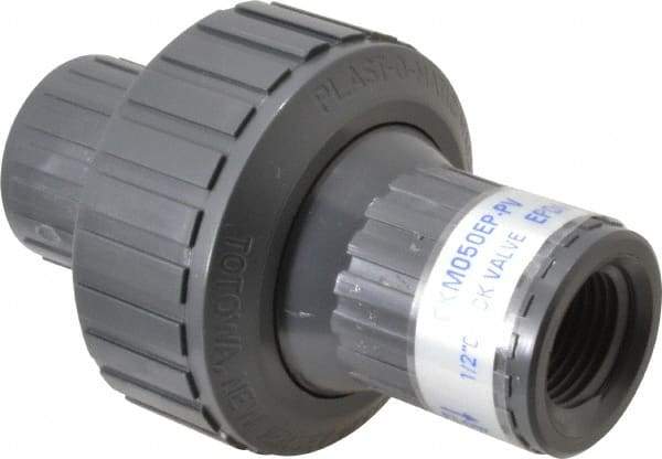 Plast-O-Matic - 1/2" PVC Check Valve - Inline, FNPT x FNPT, 150 WOG - Strong Tooling