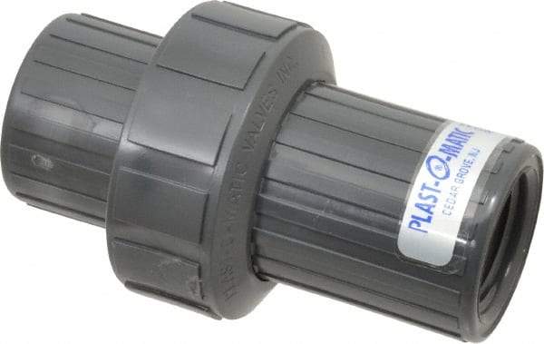 Plast-O-Matic - 1" PVC Check Valve - Inline, FNPT x FNPT, 150 WOG - Strong Tooling