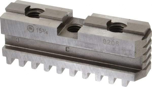 Bison - 15-3/4 to 16" Chuck Diam Compatibility, Steel Tongue & Groove Hard Lathe Master Jaws - 3/4" Groove Width, 1.4173" Wide x 5.1181" Long - Strong Tooling