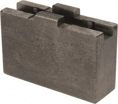 H & R Manufacturing - 5 to 6" Chuck Capacity, Tongue & Groove Attachment, Square Soft Lathe Chuck Jaw - Steel, 1-1/4" Btw Mount Hole Ctrs, 2-3/16" Long x 3/4" Wide x 1-3/8" High, 5/16" Groove - Strong Tooling