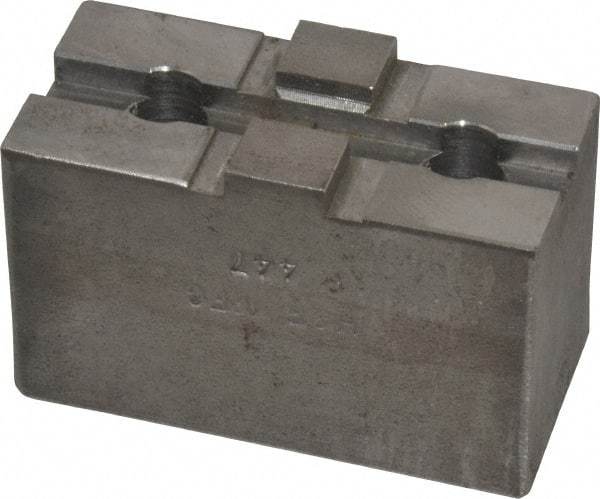 H & R Manufacturing - 5 to 6" Chuck Capacity, Tongue & Groove Attachment, Square Soft Lathe Chuck Jaw - Steel, 1-1/2" Btw Mount Hole Ctrs, 2-5/8" Long x 1-1/4" Wide x 1-5/8" High, 5/16" Groove - Strong Tooling