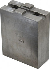 H & R Manufacturing - 5 to 6" Chuck Capacity, Tongue & Groove Attachment, Square Soft Lathe Chuck Jaw - Steel, 1-1/2" Btw Mount Hole Ctrs, 2-5/8" Long x 1-1/4" Wide x 3-3/8" High, 5/16" Groove - Strong Tooling