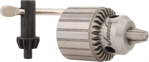 Jacobs - 3/8-24, 0 to 1/4" Capacity, Threaded Mount Drill Chuck - Keyed, 33.78mm Sleeve Diam, 44.2mm Open Length - Exact Industrial Supply