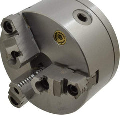 Bison - 3 Jaws, 6" Diam, Self Centering Manual Lathe Chuck - L-00 Mount Spindle, Reversible, 3,000 Max RPM, 1.6535" Through Hole Diam, 0.0008" Axial Runout, 0.0012" Radial Runout, Cast Iron - Strong Tooling