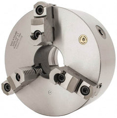 Bison - 3 Jaws, 10" Diam, Self Centering Manual Lathe Chuck - L-1 Mount Spindle, Reversible, 2,000 Max RPM, 2.9921" Through Hole Diam, 0.001" Axial Runout, 0.0016" Radial Runout, Cast Iron - Strong Tooling