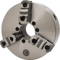 Interstate - 3 Jaws, 10" Diam, Self Centering Manual Lathe Chuck - D1-6 Mount Spindle, Reversible, 2.7559" Through Hole Diam, Cast Iron - Strong Tooling