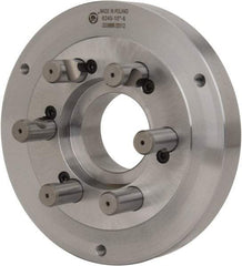 Bison - Adapter Back Plate for 10" Diam Self Centering Lathe Chucks - D1-6 Mount, 2.922" Through Hole Diam, 5.708mm ID, 9.84" OD, 1.34" Flange Height, Steel - Strong Tooling