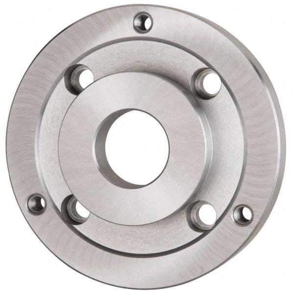 Bison - Adapter Back Plate for 10" Diam Self Centering Lathe Chucks - A2-8 Mount, 2.922" Through Hole Diam, 5.708mm ID, 9.84" OD, 1.07" Flange Height, Steel - Strong Tooling