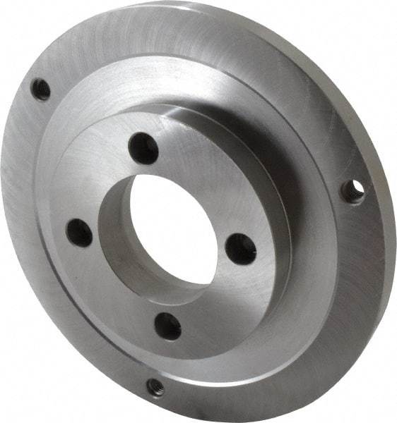 Bison - Adapter Back Plate for 10" Diam Self Centering Lathe Chucks - A2-5 Mount, 2.922" Through Hole Diam, 5.708mm ID, 9.84" OD, 3/4" Flange Height, Steel - Strong Tooling