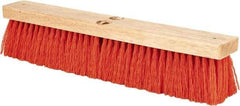 PRO-SOURCE - 18" Heavy Duty Synthetic Push Broom - 4" Bristle Length, Wood Block, Threaded Handle Connection - Strong Tooling