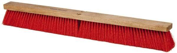 PRO-SOURCE - 30" Heavy Duty Synthetic Push Broom - 4" Bristle Length, Wood Block, Threaded Handle Connection - Strong Tooling