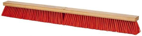 PRO-SOURCE - 36" Heavy Duty Synthetic Push Broom - 4" Bristle Length, Wood Block, Threaded Handle Connection - Strong Tooling