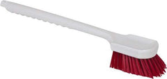 PRO-SOURCE - 1-1/2" Bristle Length, Polypropylene Utility Scrub Brush - 20" OAL, Red, Plastic Block - Strong Tooling