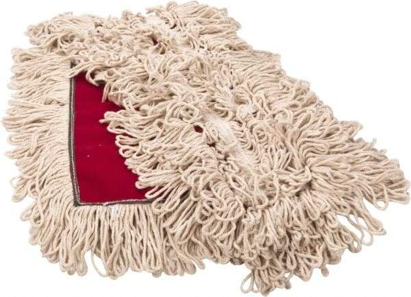 PRO-SOURCE - 36" Long x 3-1/2" Wide Yarn Blend Dust Mop Head - Snap-On, Red, Looped Head, Launderable - Strong Tooling