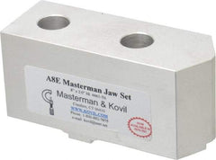 Masterman & Kovil - 8" Chuck Capacity, Tongue & Groove Attachment, Square Soft Lathe Chuck Jaw - 1 Jaw, Aluminum, 1-3/4" Btw Mount Hole Ctrs, 4mm Long x 1-1/2" Wide x 2" High, 5/16" Groove - Strong Tooling