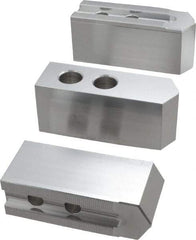 Masterman & Kovil - 10" Chuck Capacity, 1.5mm x 60° Serrated Attachment, Square Soft Lathe Chuck Jaw - 3 Jaws, Aluminum, 1.181" Btw Mount Hole Ctrs, 4.6mm Long x 1-1/2" Wide x 2" High, 0.63" Groove, 12mm Fastener - Strong Tooling