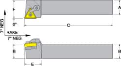 Dorian Tool - MTGN, Right Hand Cut, 1" Shank Height x 1" Shank Width, Negative Rake Indexable Turning Toolholder - 6" OAL, TN..32. Insert Compatibility, Series Multi-Option - Strong Tooling