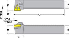 Dorian Tool - MTGN, Right Hand Cut, 1-1/4" Shank Height x 1-1/4" Shank Width, Negative Rake Indexable Turning Toolholder - 6" OAL, TN..43. Insert Compatibility, Series Multi-Option - Strong Tooling