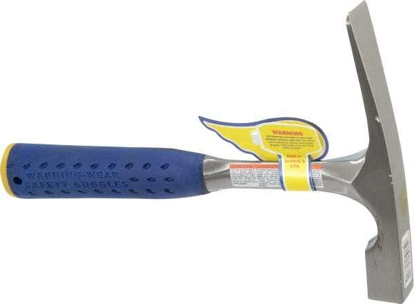 Estwing - 1-1/2 Lb Head Bricklayer's Hammer - 11" OAL, Steel Handle with Grip, 53/64" Face Diam - Strong Tooling