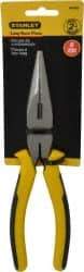 Stanley - 8-1/4" OAL, Cutting Pliers - 2-29/64" Jaw Length x 15/16" Jaw Width, Long Nose Head, Molded Plastic Handle - Strong Tooling