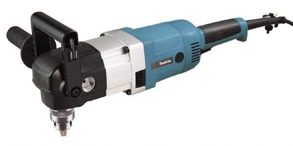 Makita - 1/2" Keyed Chuck, 300 & 1,200 RPM, Angled Handle Electric Drill - 10 Amps, 115 Volts, Reversible, Includes Chuck Key, Drill Chuck, Hex Wrench, Key Holder, Side Handle, Tool Case - Strong Tooling