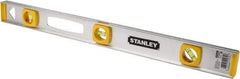 Stanley - 24" Long 3 Vial I-Beam Level - Aluminum, Silver, 1 45°, 1 Level & 1 Plumb Vials - Strong Tooling