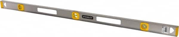 Stanley - 48" Long 3 Vial I-Beam Level - Aluminum, Silver, 1 45°, 1 Level & 1 Plumb Vials - Strong Tooling