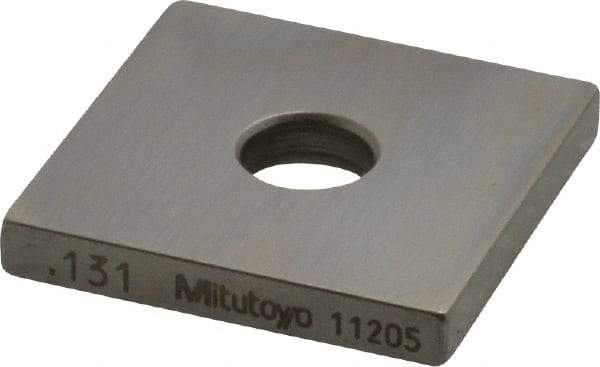 Mitutoyo - 0.131" Square Steel Gage Block - Accuracy Grade 0, Includes Certificate of Inspection - Strong Tooling