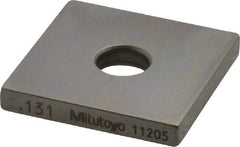 Mitutoyo - 0.131" Square Steel Gage Block - Accuracy Grade 0, Includes Certificate of Inspection - Strong Tooling