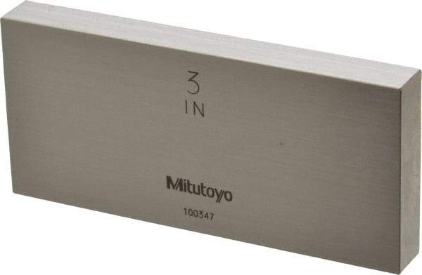 Mitutoyo - 3" Rectangular Steel Gage Block - Accuracy Grade 0, Includes Certificate of Inspection - Strong Tooling