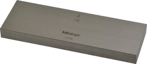 Mitutoyo - 4" Rectangular Steel Gage Block - Accuracy Grade 0, Includes Certificate of Inspection - Strong Tooling