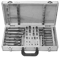 Value Collection - 39 Piece, 3 Flutes, Morse Taper Shank, Interchangeable Pilot Counterbore Set - Strong Tooling