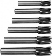 Value Collection - 6 Piece, 3 Flutes, Straight Shank, Interchangeable Pilot Counterbore Set - Strong Tooling