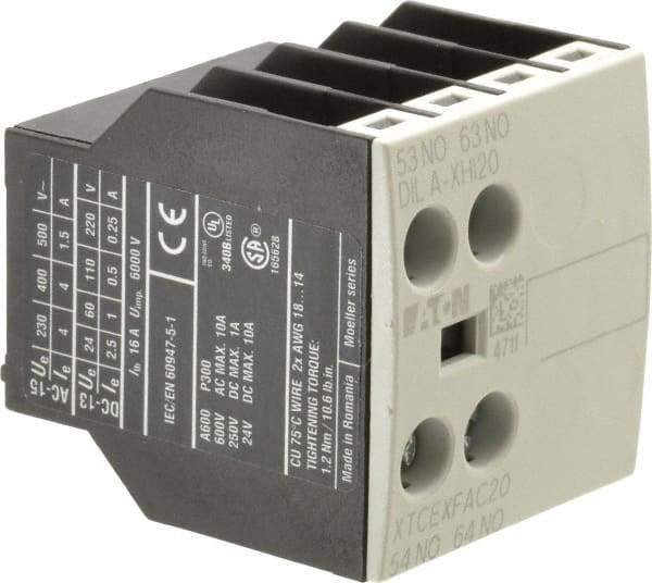 Eaton Cutler-Hammer - 7, 9, 12, 15, 18, 25, 32 Amp, Contactor Front Mount Auxiliary Contact - For Use with XT Contactor and XTRE Control Relay - Strong Tooling