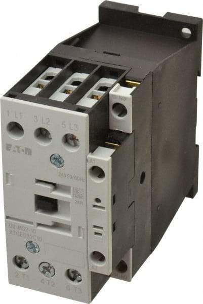 Eaton Cutler-Hammer - 3 Pole, 24 Coil VAC, 40 Amp, Nonreversible Open Enclosure IEC Contactor - 1 Phase hp: 3 at 115 V, 5 at 200 V, 5 at 230 V, 3 Phase hp: 10 at 200 V, 10 at 230 V, 20 at 460 V, 25 at 575 V, 32 Amp Inductive Load Rating Listed - Strong Tooling