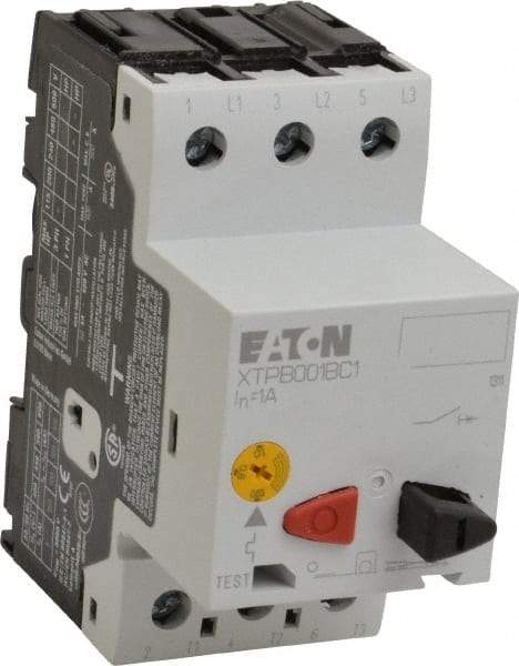 Eaton Cutler-Hammer - 1 Amp, IEC, Open Pushbutton Manual Motor Starter - 45mm Wide x 85mm Deep x 3.6667" High, 1/2 hp at 600 V & 2 hp at 480 V, CE Approved, CSA Certified, DIN VDE, EN/IEC, UL 508 Type E Compliant & UL Listed - Strong Tooling