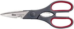 Clauss - 3" LOC, 8-1/4" OAL Titanium Standard Shears - Ambidextrous, 1 Blade Serrated, Plastic Straight Handle, For General Purpose Use - Strong Tooling