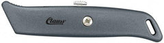 Clauss - Retractable Utility Knife - 2-1/4" Blade, Gray Steel Handle, 1 Blade Included - Strong Tooling