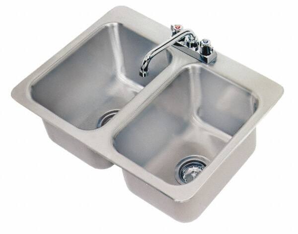 Advance Tabco - 10" Long x 14" Wide Inside, 2 Compartment, Stainless Steel Stainless Steel Drop In Sink - 20 Gauge, 24-7/8" Long x 18-1/2" Wide Outside, 10" Deep - Strong Tooling