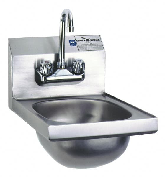 Eagle MHC - 9-3/4" Long x 13-1/2" Wide Inside, 1 Compartment, Stainless Steel Stainless Steel Hand Sink - 20 Gauge, 12" Long x 18" Wide x 14-1/4" High Outside, 6-3/4" Deep - Strong Tooling