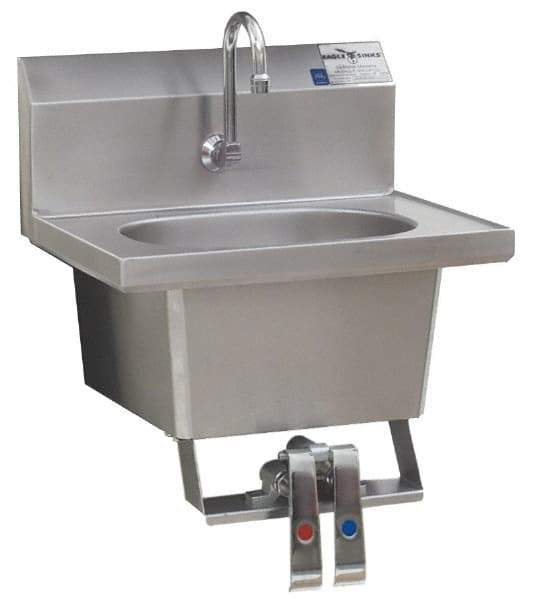 Eagle MHC - 13-1/2" Long x 9-3/4" Wide Inside, 1 Compartment, Stainless Steel Stainless Steel Hands Free Hand Sink - 20 Gauge, 18-7/8" Long x 14-3/4" Wide x 14-1/4" High Outside, 6-3/4" Deep - Strong Tooling