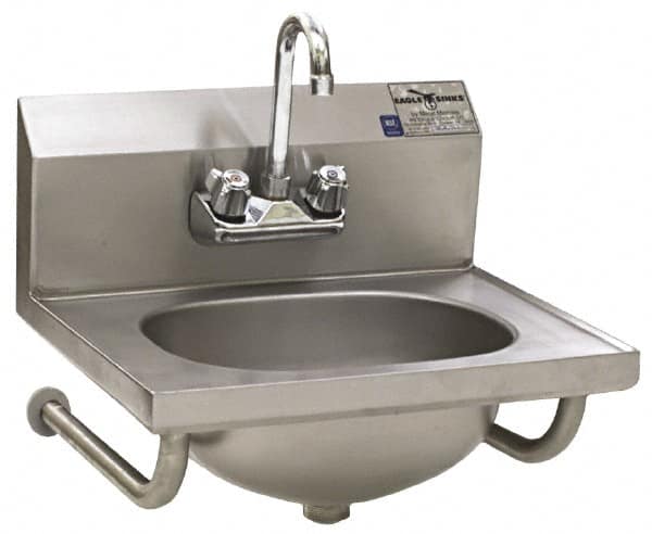 Eagle MHC - 13-1/2" Long x 9-3/4" Wide Inside, 1 Compartment, Stainless Steel Stainless Steel Hand Sink-Tubular Wall Mounted - 20 Gauge, 18-7/8" Long x 14-3/4" Wide x 14-1/4" High Outside, 6-3/4" Deep - Strong Tooling