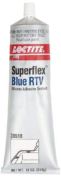 Loctite - 12 oz Tube Blue RTV Silicone Gasket Sealant - 500°F Max Operating Temp, 30 min Tack Free Dry Time, 24 hr Full Cure Time, Series 234 - Strong Tooling