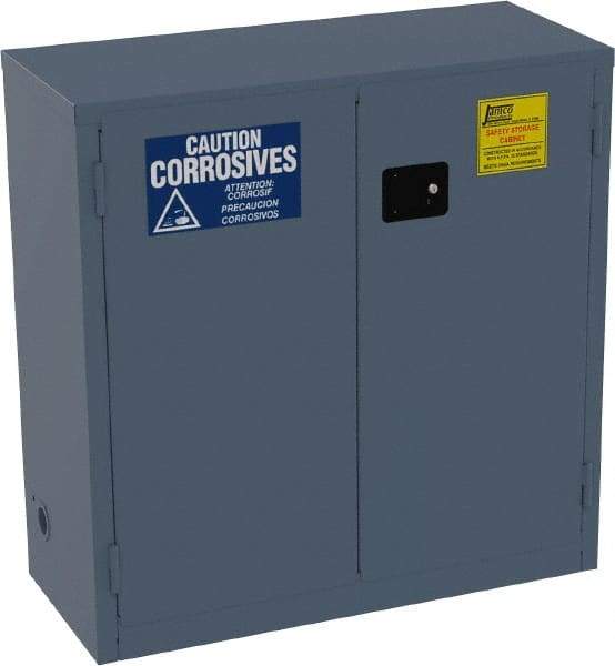 Jamco - 2 Door, 1 Shelf, Blue Steel Standard Safety Cabinet for Corrosive Chemicals - 44" High x 43" Wide x 18" Deep, Manual Closing Door, 3 Point Key Lock, 30 Gal Capacity - Strong Tooling