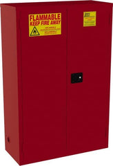 Jamco - 2 Door, 5 Shelf, Red Steel Standard Safety Cabinet for Flammable and Combustible Liquids - 65" High x 43" Wide x 18" Deep, Manual Closing Door, 3 Point Key Lock, 72 Gal Capacity - Strong Tooling